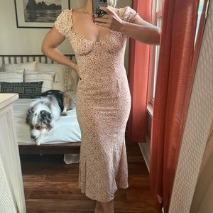 Princess Polly burnt orange floral midi dress